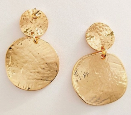 gold twisted round beat grain earrings