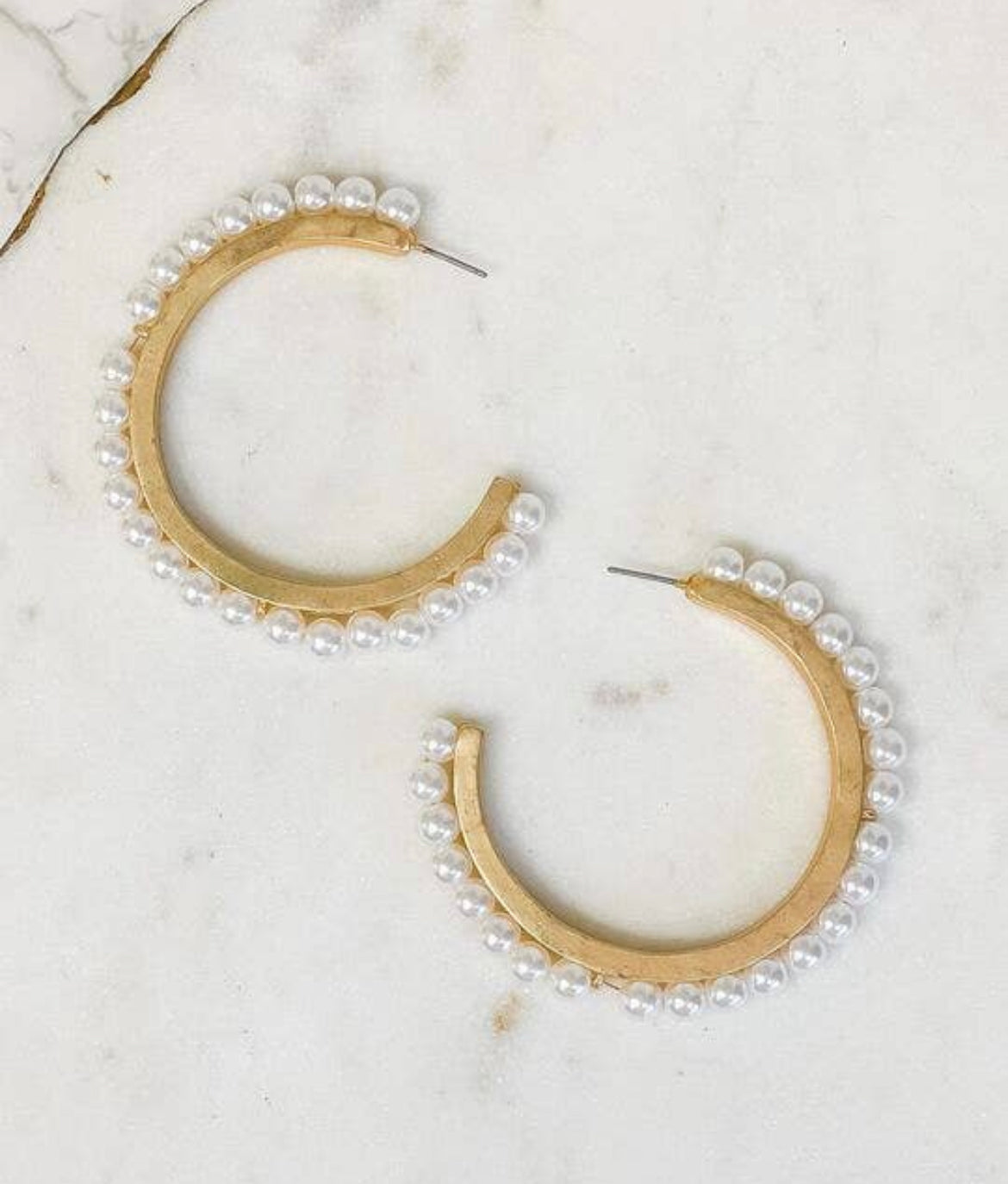 matte gold pearl hoops