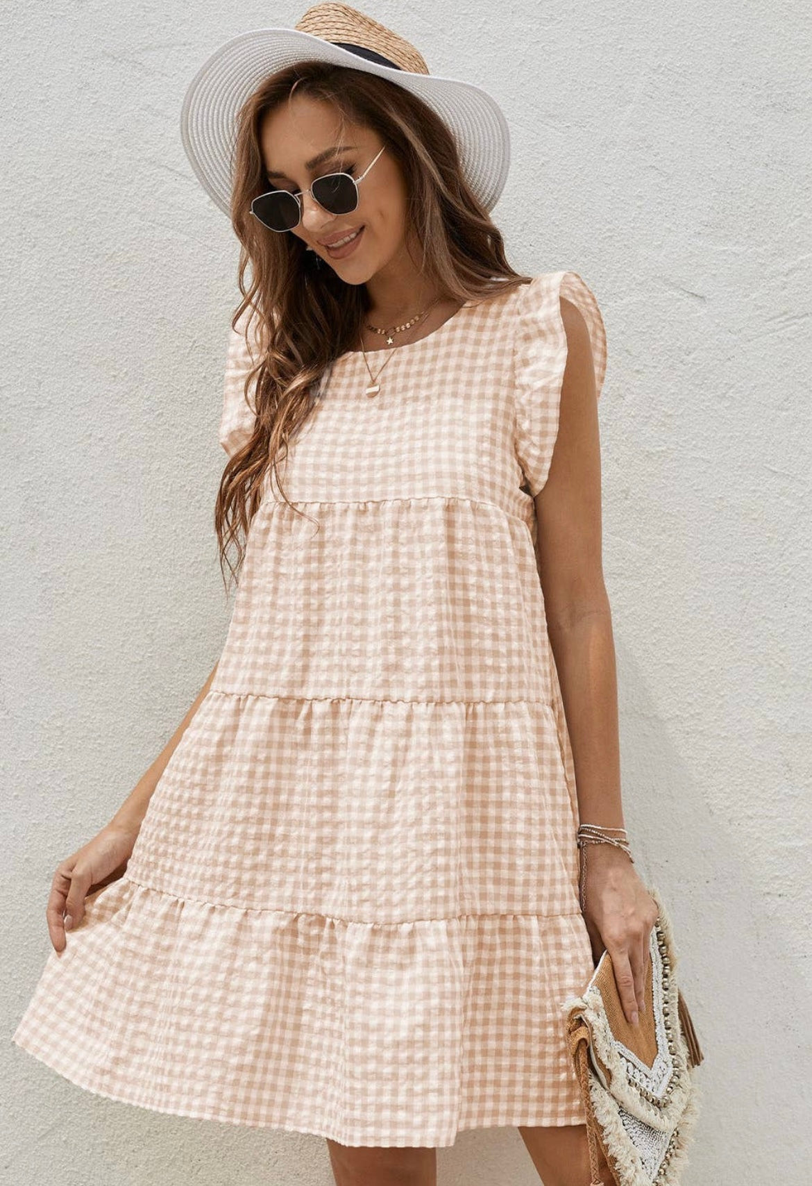 gingham ruffled mini