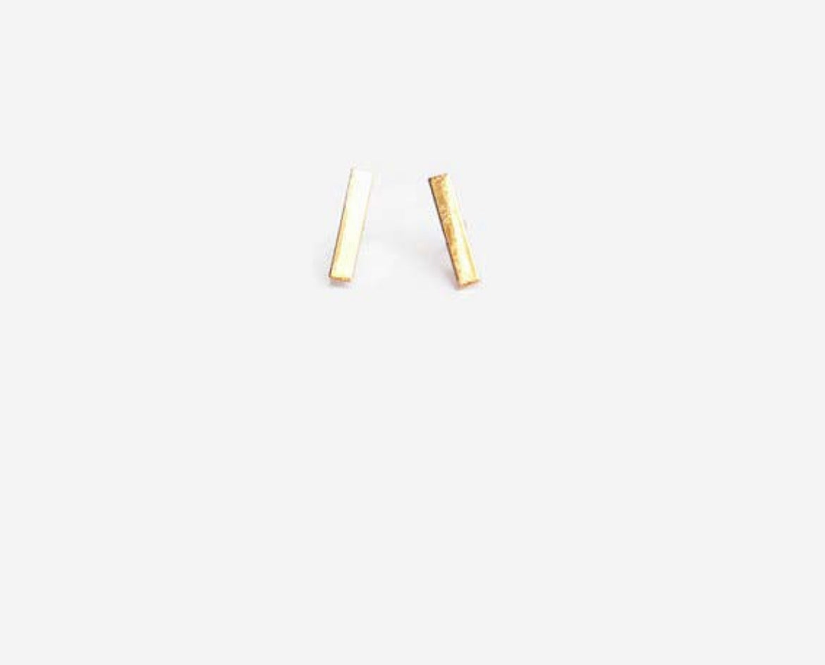 gold bar stud earrings