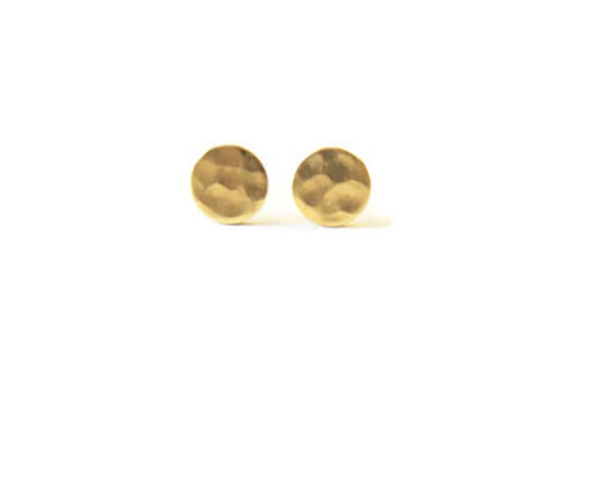 gold circle textured stud earrings