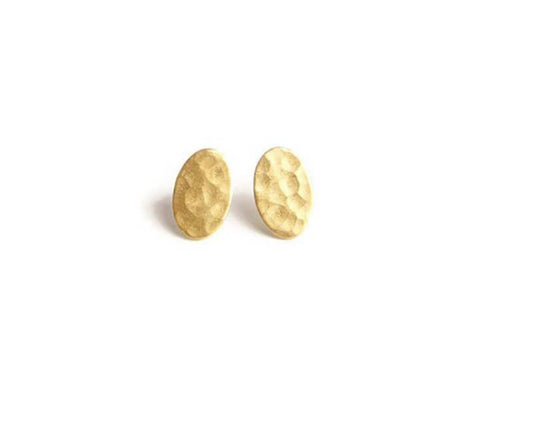 gold circle textured stud earrings